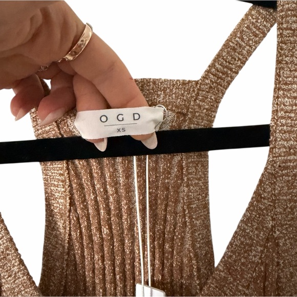 One Grey Day Dani Tank Dress in Falafel Tan Ribbed Knit Midi - Picture 7 of 8